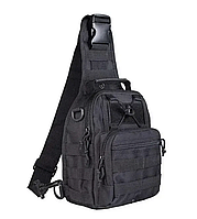 Чоловіча тактична багатофункціональна однолямкова нагрудна слінг сумка через плече чорна