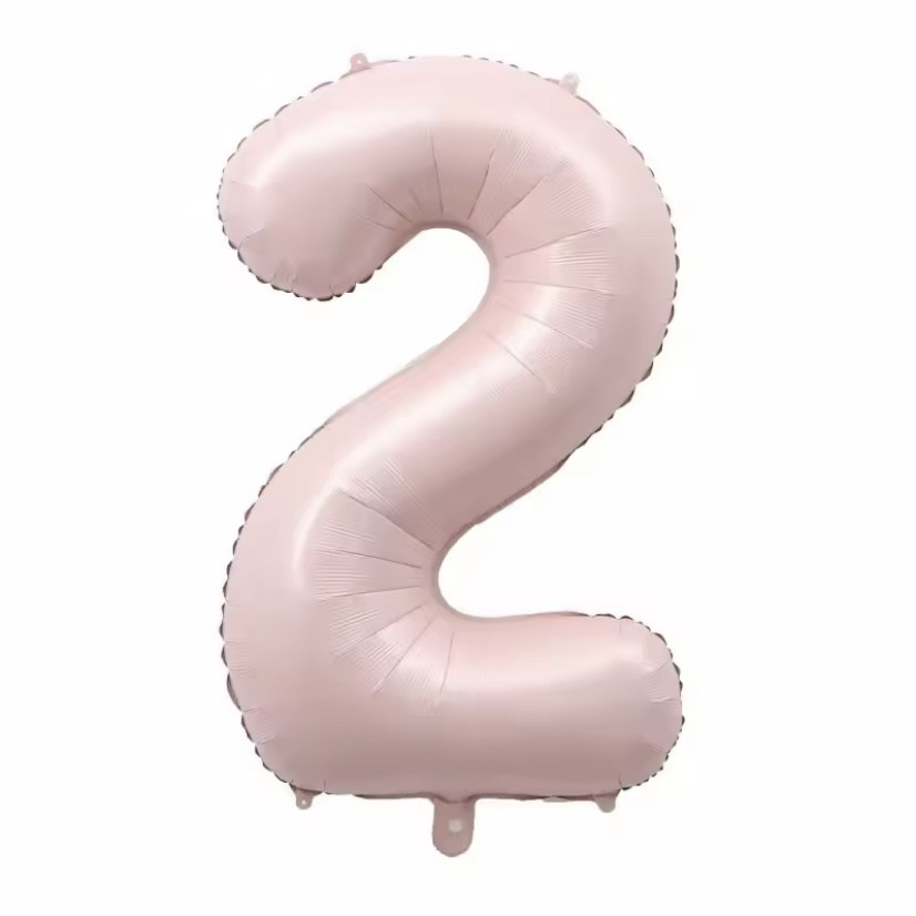 Фольгована кулька цифра "2" ніжно-рожева розмір 1 метр, фото 1