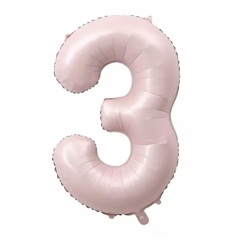 Фольгована фігура цифра "3" колір рожевий 1 м