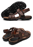 Чоловічі літні шкіряні сандалії Antec Brown, чоловічі сандалі босоніжки, шльопанці коричневі. Чоловіче взуття