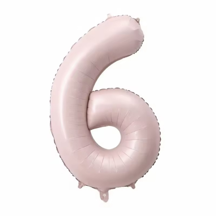 Фольгована фігура цифра "6" колір рожевий 1 м, фото 1