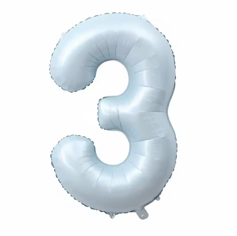 Фольгована фігура цифра "3" колір блакитний 1 м