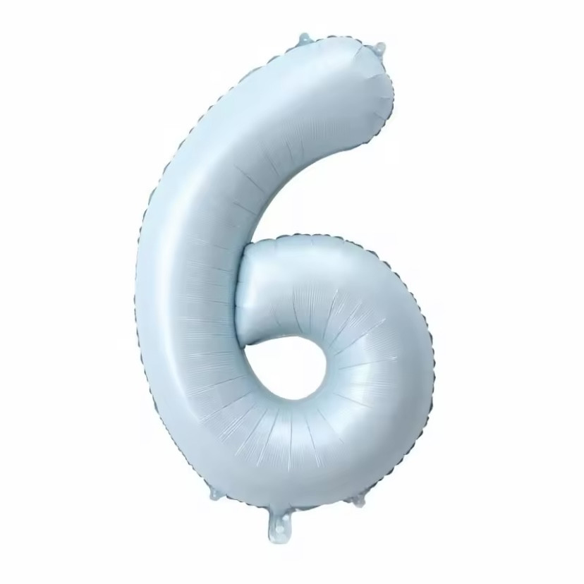 Фольгована фігура цифра "6" колір блакитний 1 м