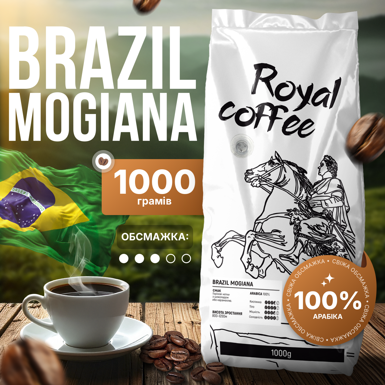 Кава зернова арабіка Brazil Mogiana 17|18 скрін | Бразилія Моджиана, фото 1