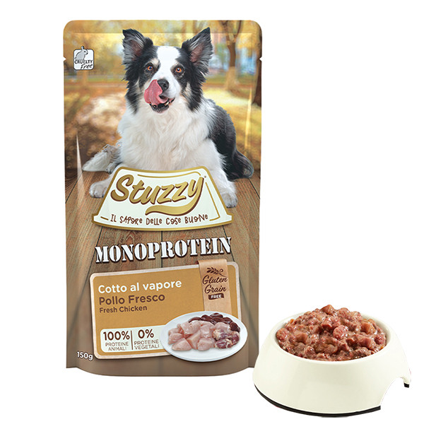 Stuzzy Monoprotein Chicken ШТУЗІ МОНОПРОТЕЇН КУРКА беззерновий повнораціонний монопротеїновий вологий корм для собак, пауч 150г, фото 1