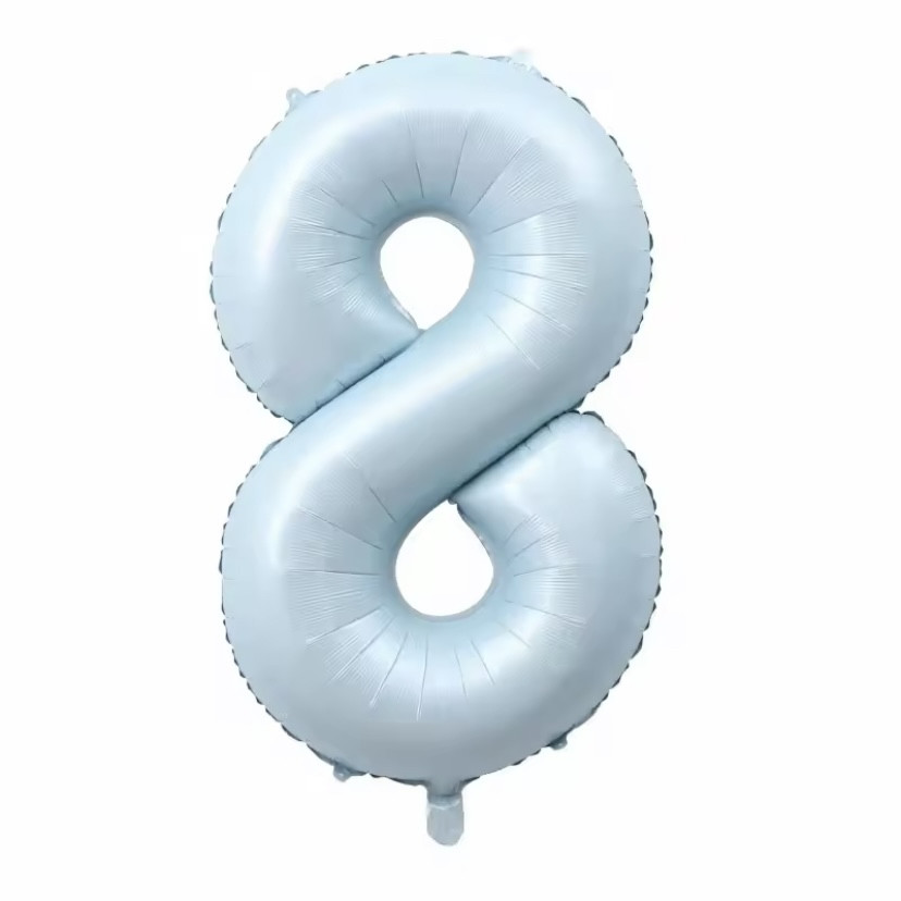 Фольгована фігура цифра "8" колір блакитний 1 м, фото 1