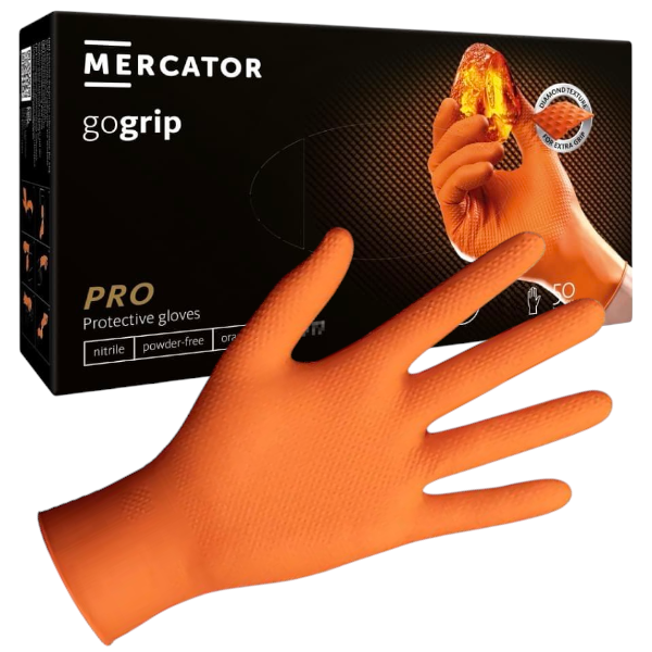 Рукавички медичні MERCATOR gogrip XXL жовтогарячі (50пар/пач) Таїланд