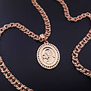 Жіноча позолочена срібний цепочка Бісмарк з підвіскою Богородиця освячена 50 см, фото 6