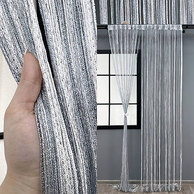 Штори-нитки (1 шт. 3х3 м.) з люрексом. Колір білий з сірим. Код 61-106