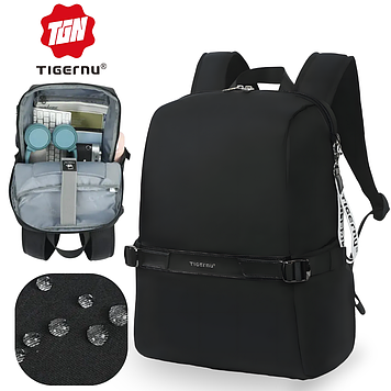 Рюкзак для дівчини стильний чорного кольору міський з відділенням для ноутбука міцний Tigernu 14,5L