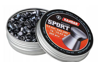Кулі, пульки для пневматичної зброї Kandar Pointed SPORT 5.5 мм (.22), 250 шт