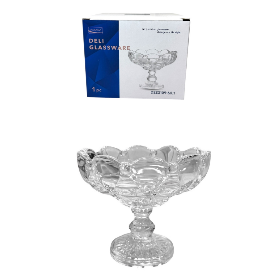Цукерниця для солодощів "Світті" Helios 147 мм скляна на ніжці 6215, фото 1