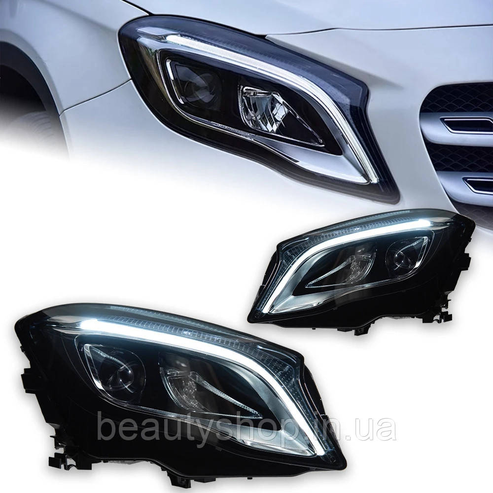 Передні світлодіодні фари з лінзами для Mercedes-Benz GLA X156 (2015–2019)