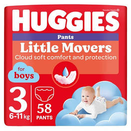 Підгузки Huggies Little Movers/Pants 3 Mega 6-11 кг для хлопчиків 58 ш (5029053547473) - оригінал