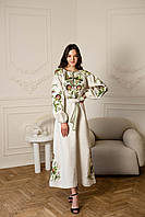 Сукня максі з натурального льону «Розмай» з поясом, арт. 4677