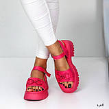 Жіночі трендові босоніжки на високій підошві, жіночі малинові босоніжки, спортивні жіночі босоніжки, фото 6