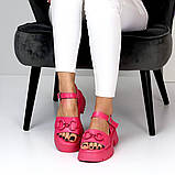 Жіночі трендові босоніжки на високій підошві, жіночі малинові босоніжки, спортивні жіночі босоніжки, фото 4