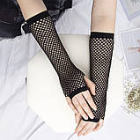 Рукавички в сітку мітенки без пальців чорні (MITset-bl), фото 5