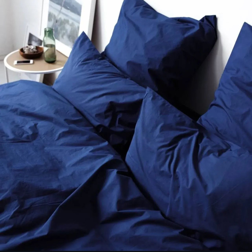 Натуральна темно синя однотонна тканина 220 см для постільної білизни Бязь Gold Lux, рулон 50м, Пакистан