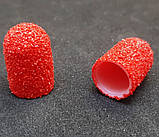 Ковпачки педикюрні на пластиковій основі 60 грітті червоні. 10мм, фото 2