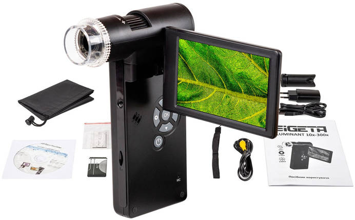 Sigeta Illuminant 10x-300x 5 MP 4" LCD | Портативний цифровий відеомікроскоп для досліджень, контролю якості та навчання, фото 1