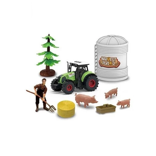 Дитяча мініферма з інерційним трактором і фігурками підсвічування Ігровий набір Фермер трактор поросята звук, фото 1