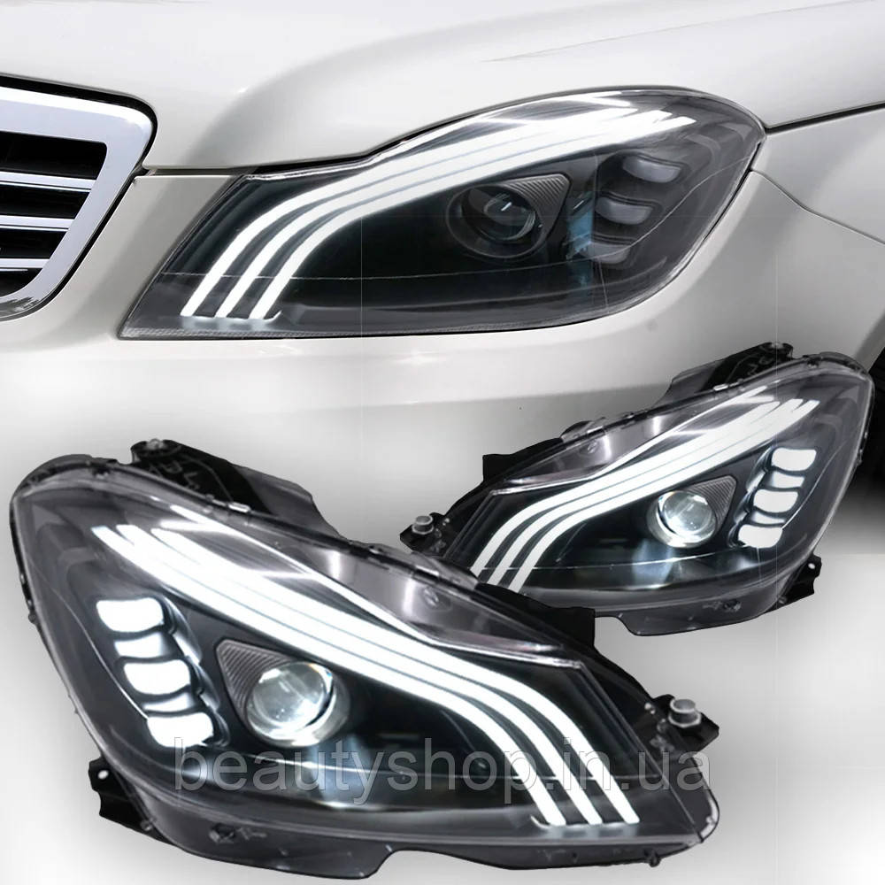 Передні світлодіодні фари з проекційними лінзами для Mercedes-Benz W204 (2011–2013)