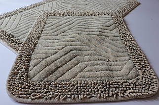 Набір килимків бавовняних для ванної та туалету 60x100 50x60 см Tropikhome Shaggy 1903/mokko, фото 5