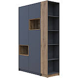 Двохдверна шафа для одягу з нішею Дейл (інверсія) Графіт/Дуб Евок 143.2х52х220 Темна шафа для одягу з етажеркою, фото 5