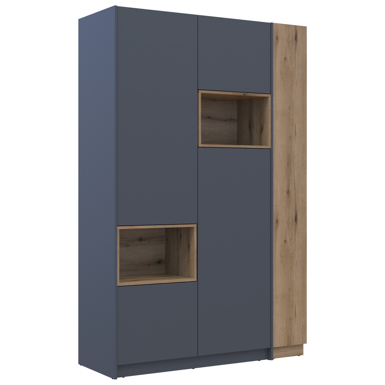 Двохдверна шафа для одягу з нішею Дейл (інверсія) Графіт/Дуб Евок 143.2х52х220 Темна шафа для одягу з етажеркою, фото 1