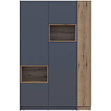 Двохдверна шафа для одягу з нішею Дейл (інверсія) Графіт/Дуб Евок 143.2х52х220 Темна шафа для одягу з етажеркою, фото 3