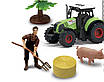 Дитяча мініферма з інерційним трактором і фігурками підсвічування Ігровий набір Фермер трактор поросята звук, фото 2