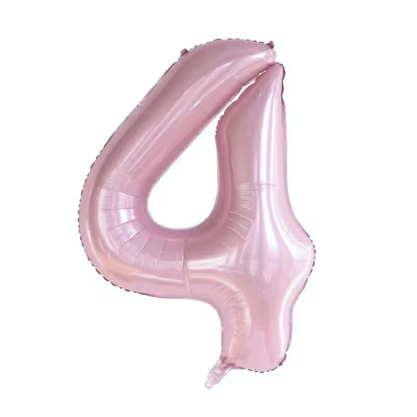 Фольгована кулька цифра "4" рожева розмір 1 метр, фото 1