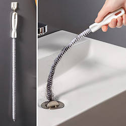 Гнучкий тросик для прочищення труб та засоров, 45см / Щітка для прочищення водостоків