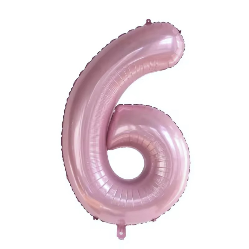 Фольгована фігура цифра "6" колір рожевий 1 м, фото 1