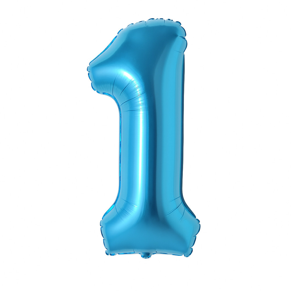 Фольгована кулька цифра "1" синя розмір 1 метр, фото 1