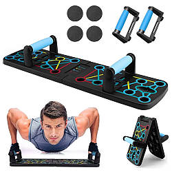 Складна дошка для віджимань з еспандерами WALALLA / Багатофункціональний тренажер для віджимань