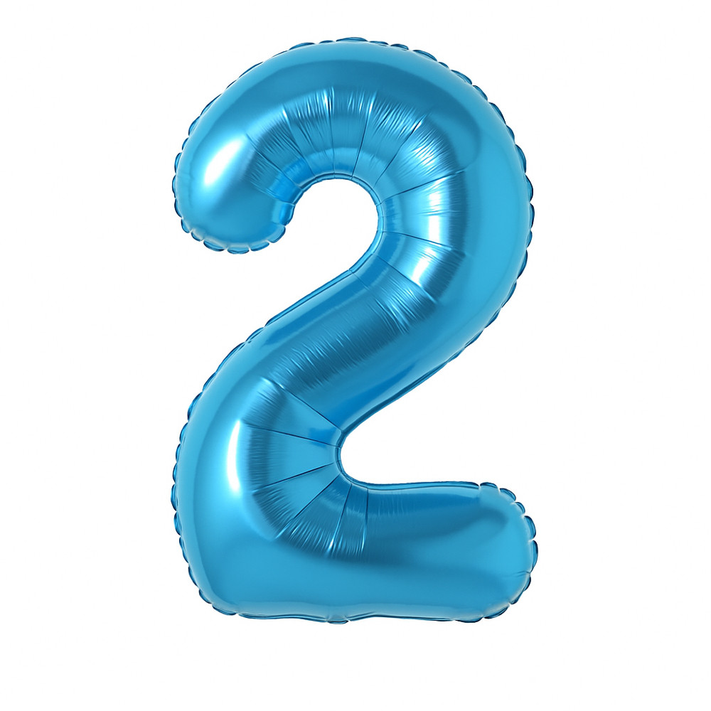 Фольгована кулька цифра "2" синя розмір 1 метр, фото 1