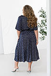 Легка літня сукня міді довжини Тканина: шовк принт горох Розмір: 46-48,50-52, 54-56, 58-60, 62-64, 66-68, фото 4