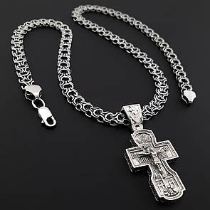 Срібна цепочка з хрестиком чоловіча Рамзес. Срібний хрестик св. Миколай і ланцюжок Рамзес срібло. 50 см
