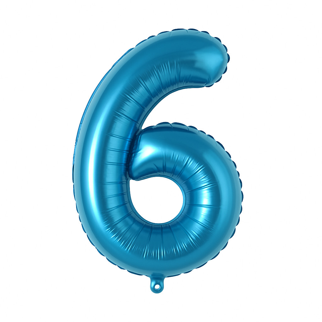 Фольгована фігура цифра "6" колір синій 1 м