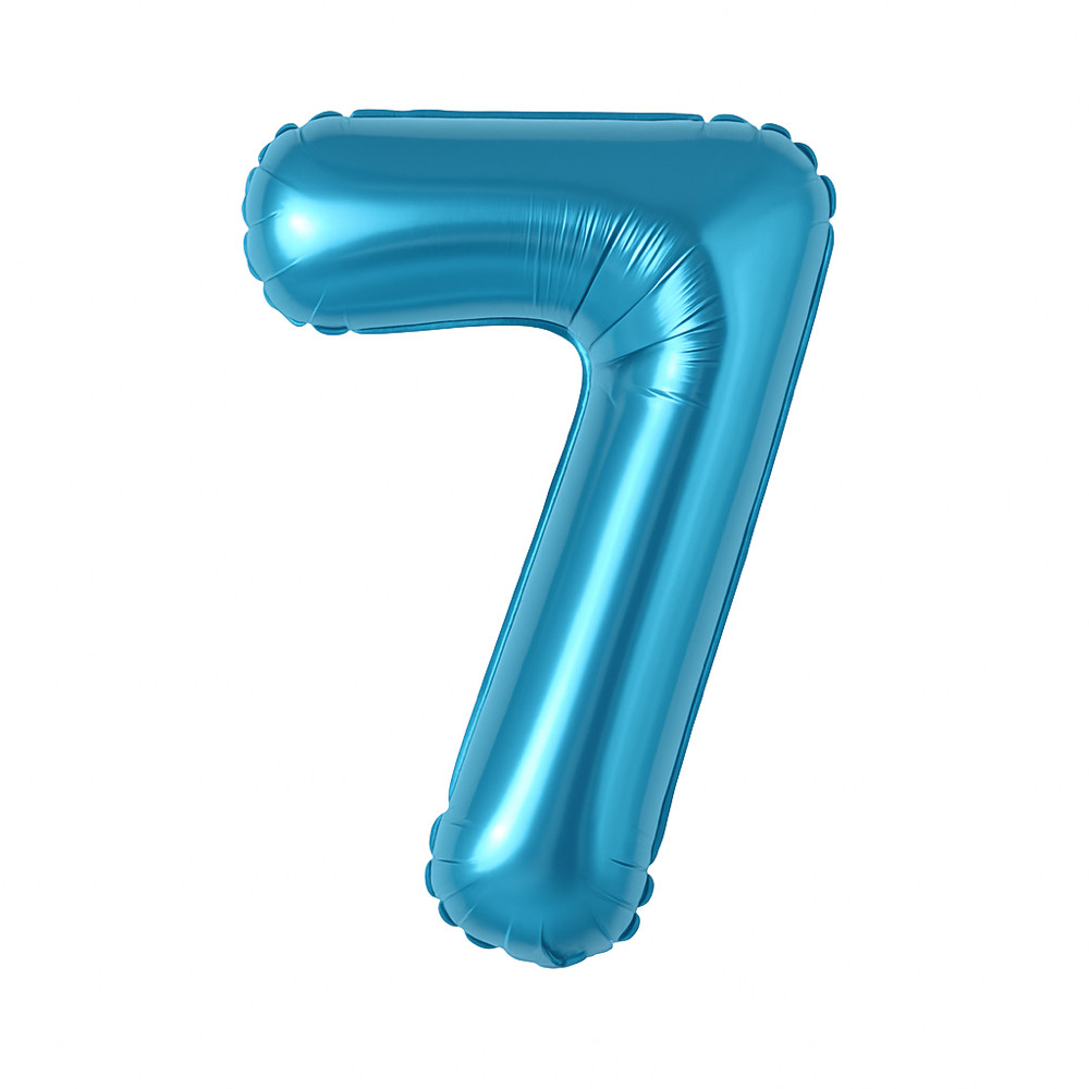 Фольгована кулька цифра "7" синя розмір 1 метр, фото 1