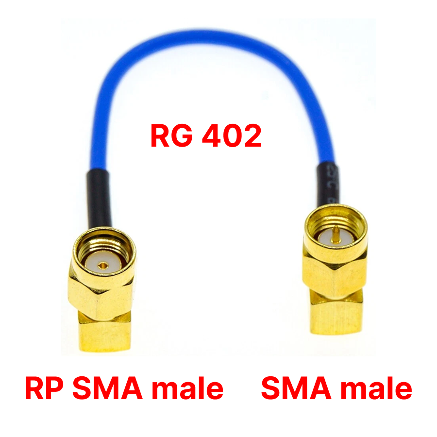 Пігтейл SMA male - RP SMA male, кутовий, латунь, кабель коаксіальний RG402, 30см, 50Ом, високочастотний, обтиск