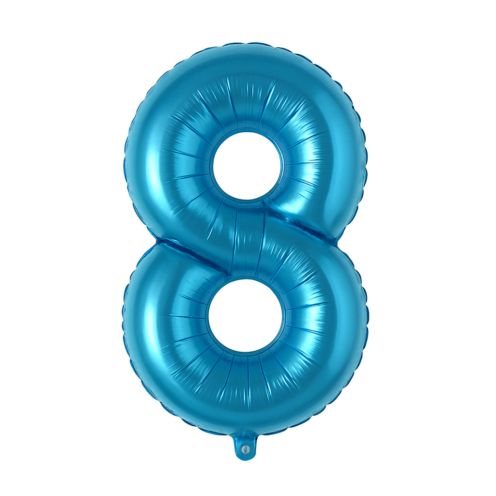 Фольгована кулька цифра "8" синя розмір 1 метр, фото 1