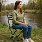Розкладний стілець зі спинкою, 70х40х35см / Туристичне крісло металеве / Складний стілець для риболовлі, фото 6