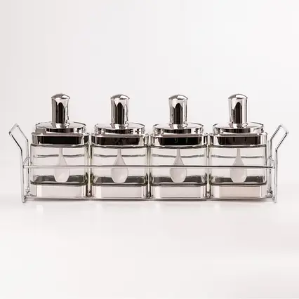 Банки для сипучих продуктів TS Kitchen набір з 4 шт скляні ємності для зберігання з ложкою