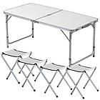 Складний стіл для пікніка + 4 стільці, 120x70x60см, Білий / Кемпінговий стіл зі стільцями / Стіл туристичний, фото 6