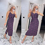 Міді плаття сарафан на бретелях у дрібний принт і розрізом на спідниці (р. 42-52) 7036005, фото 4