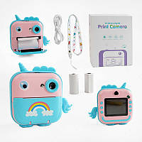 Фотоапарат-принтер C 68254 type-C, роз єм для SD карти, фото, відео, гри, 3 рулони термопаперу, в коробці [Склад зберігання: Одеса