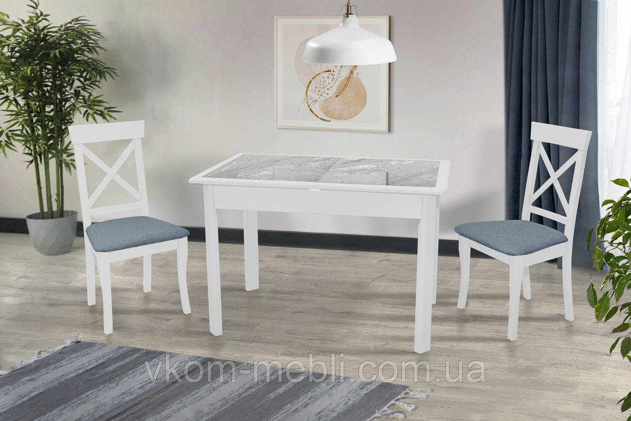 Стіл обідній розкладний Міраж Білий, фото 1